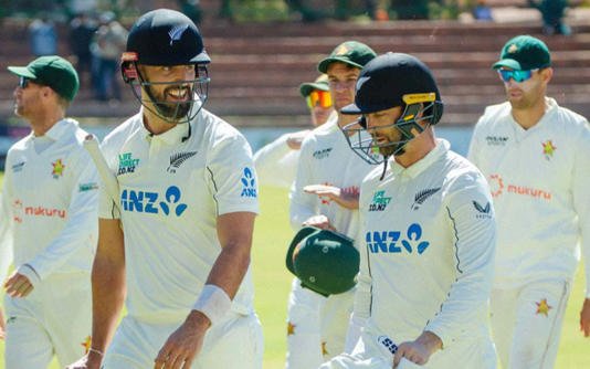 ZIM vs NZ 2025, 1st Test Day 2 Review: Half-centuries from Conway, Mitchell steer New Zealand into commanding position (Source: X/BLACKCAPS) ZIM vs NZ 2025, 1st Test Day 2 Review: Half-centuries from Conway, Mitchell steer New Zealand into commanding position (Source: X/BLACKCAPS)